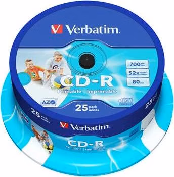 VERBATIM CD-R 80 52x PRINT. spindl 25pck/BAL