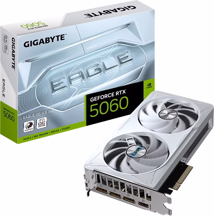 GIGABYTE VGA NVIDIA GeForce RTX 5060 EAGLE ICE OC 8G, 8G GDDR7, 3xDP, 1xHDMI