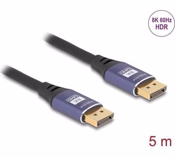 Delock DisplayPort kabel 8K 60 Hz 5 m lila kovový