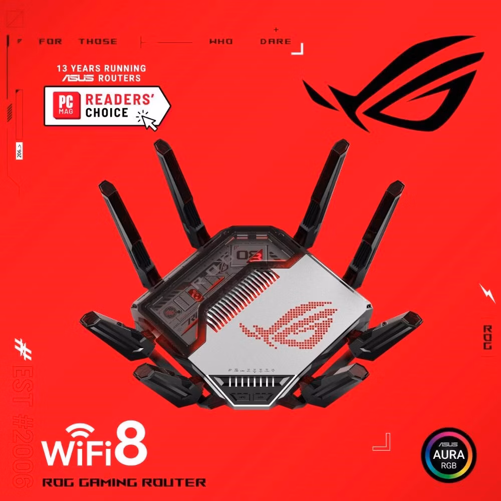 ASUS ROG Rapture GT-BN98, 4-pásmový WiFi 8 Router, AiMesh, 2x WAN/LAN, 5x LAN, 2x USB