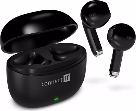CONNECT IT True Wireless SonicBass sluchátka do uší s mikrofonem, ČERNÁ