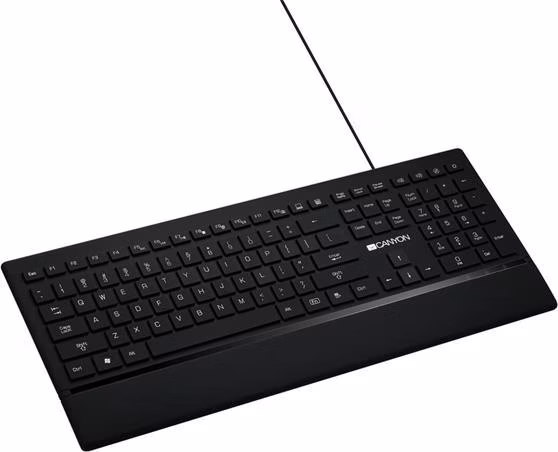 Canyon HKB-6, klávesnica, USB, multimediálna, 124 kláves, modro LED podsv., pogum. povrch, štíhla, čierna, SK/CZ