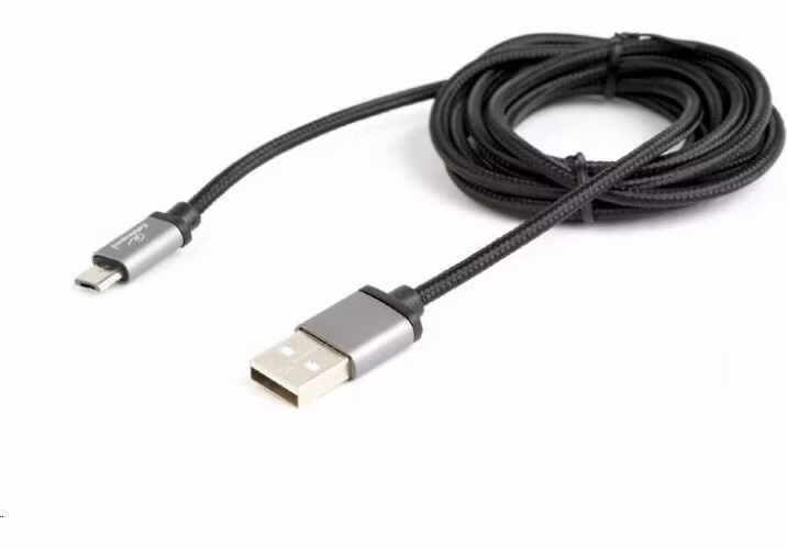 GEMBIRD Kábel CABLEXPERT USB A samec/Micro B samec 2.0, 1,8 m, opletené, čierne, blister