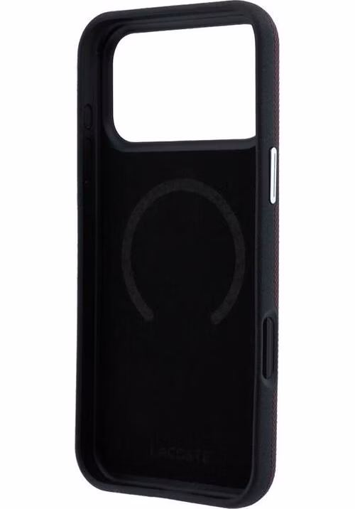 Lacoste PVC Petit Pique Semi Wrap Embossed MagSafe kryt iPhone 18 Pro Max burgundy