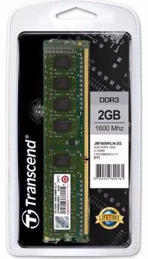 Transcend paměť 2GB DDR3-1600 U-DIMM (JetRam) 1Rx8 CL11
