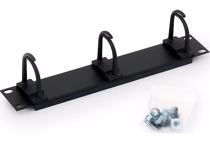 10" vyväzovací panel čierny 1U 3x plast