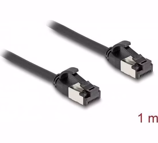 Delock Kabel RJ45 ze zástrčky na zástrčku, Cat.8.1, ohebný, 1 m, černý