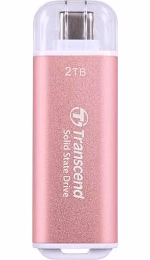 Transcend ESD300P 2TB, External SSD, USB 10Gbps, Type C, 1050MB/R, 950MB/W, růžový