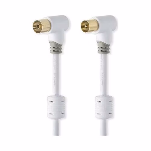 Nedis CSBW40010WT50 - Koaxiální Kabel 100 dB | IEC (Koaxiální) Úhlová Zástrčka - IEC (Koaxiální) Úhlová Zástrčka | 5 m | Bílá barv