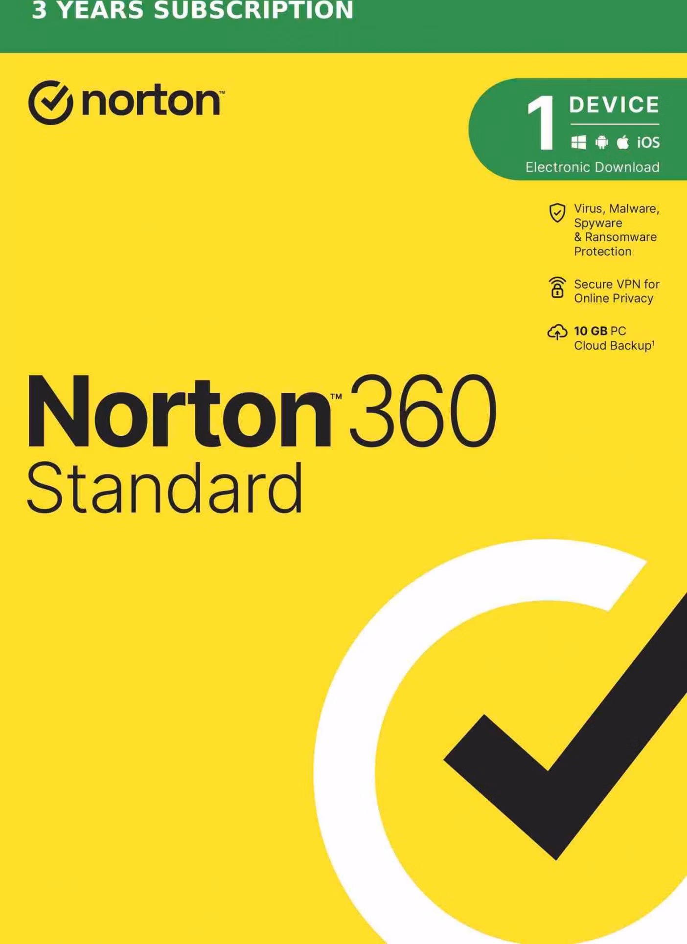 NORTON 360 STANDARD 10 GB + VPN 1 používateľ pre 1 zariadenie na 3 roky ESD