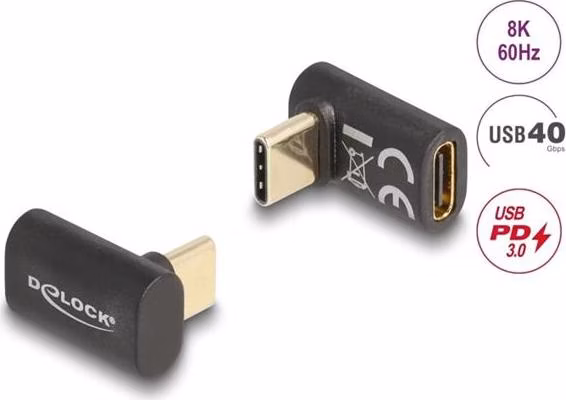 Delock Adaptér USB 40 Gbps USB Type-C™ PD 3.0 100 W samec na samice pravoúhlý 8K 60 Hz