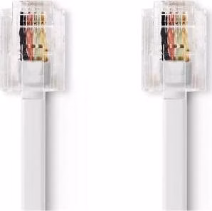 Nedis TCGL90200WT20 - Telefonní Kabel | RJ11 Zástrčka - RJ11 Zástrčka | Plochý |  2 m | Bílá