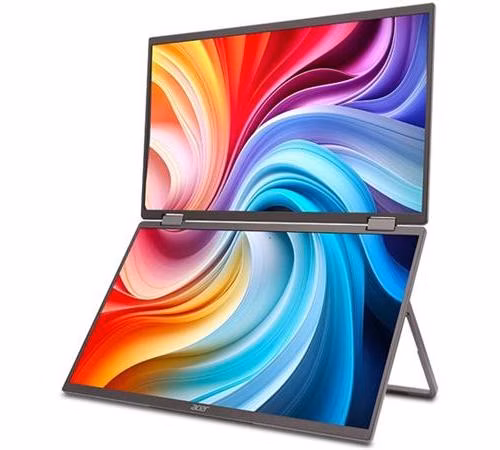 Rozbaleno Acer LCD PD163QTbmiuux DUAL SCREEN 15,6" IPS LED Touch, 1920x1080, 1xHDMI + 2xType-C + Audio Out, repro 2Wx2, VESA 75x75