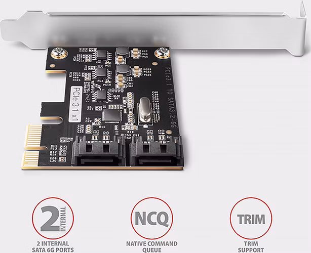 AXAGON PCES-SJ2 Dvoukanálový SATA III PCI-Express řadič se dvěma interními SATA porty. Standard &amp; Low profile
