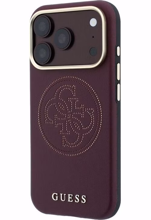 Guess PU Semi Wrap Perforated 4G Logo MagSafe kryt iPhone 18 Pro Max burgundy