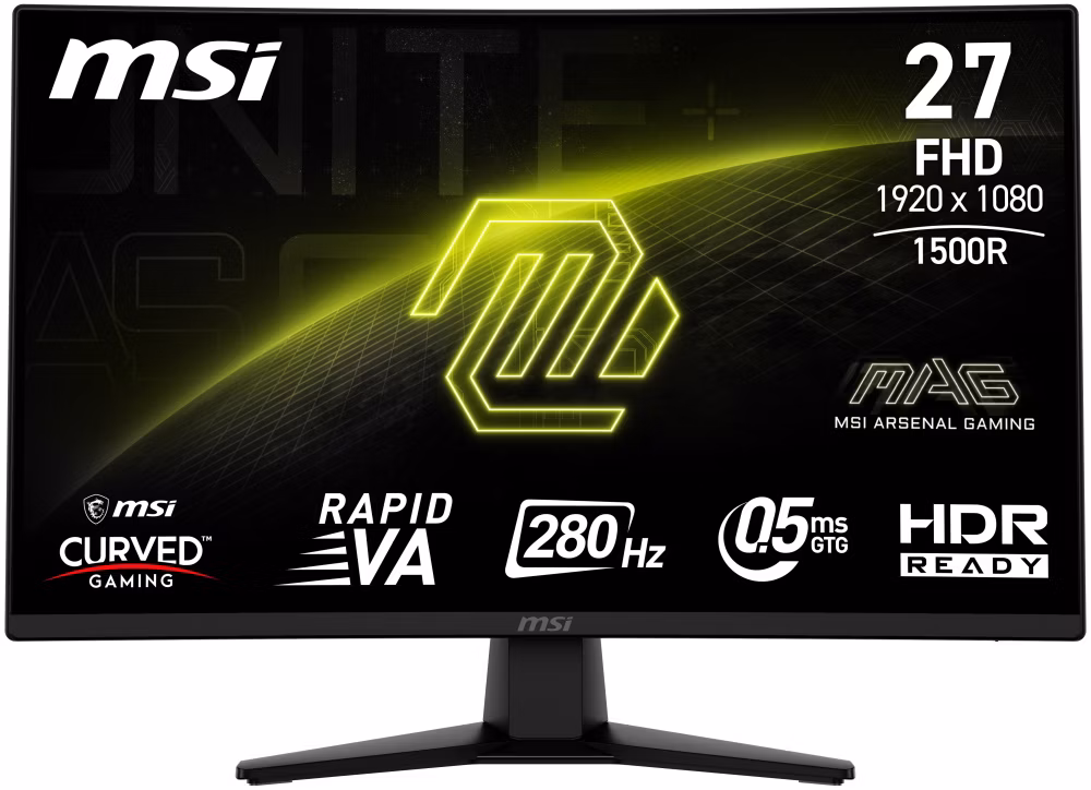 MSI Gaming MAG 274CXF 27/ 27" zakřivený/ 1920 x 1080/ VA/ 0,5ms/ 280Hz/ 300cd/m2/ 4000:1/ HDMI/ DP/ VESA/ černý