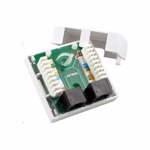 Zásuvka UTP 2x RJ45 Cat5E, dvojitá svorkovnica, sadrokartón