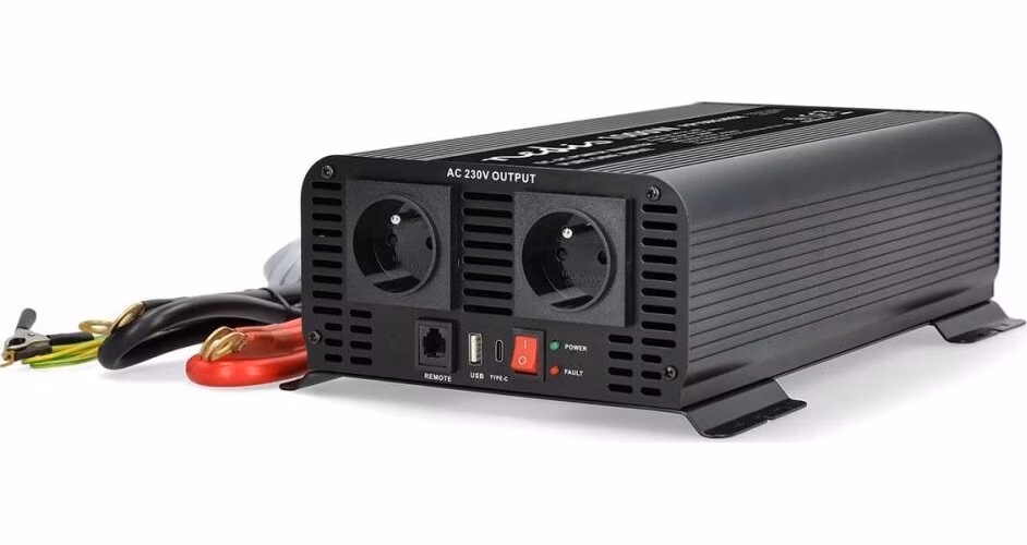 NEDIS měnič napětí/ čistá sinusoida/ 24 V DC/230 V AC 50 Hz/ 1000 W (2000 W špička)/ USB-A / USB-C/ 2x zásuvka typu E