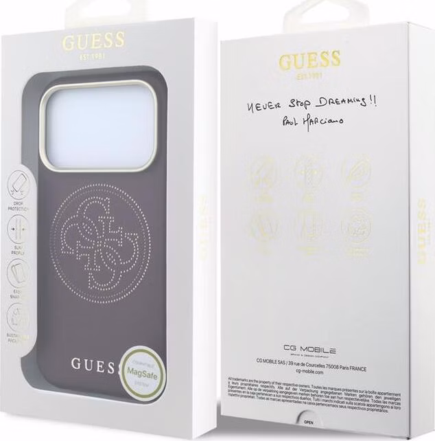 Guess PU Semi Wrap Perforated 4G Logo MagSafe kryt iPhone 18 Pro Max burgundy
