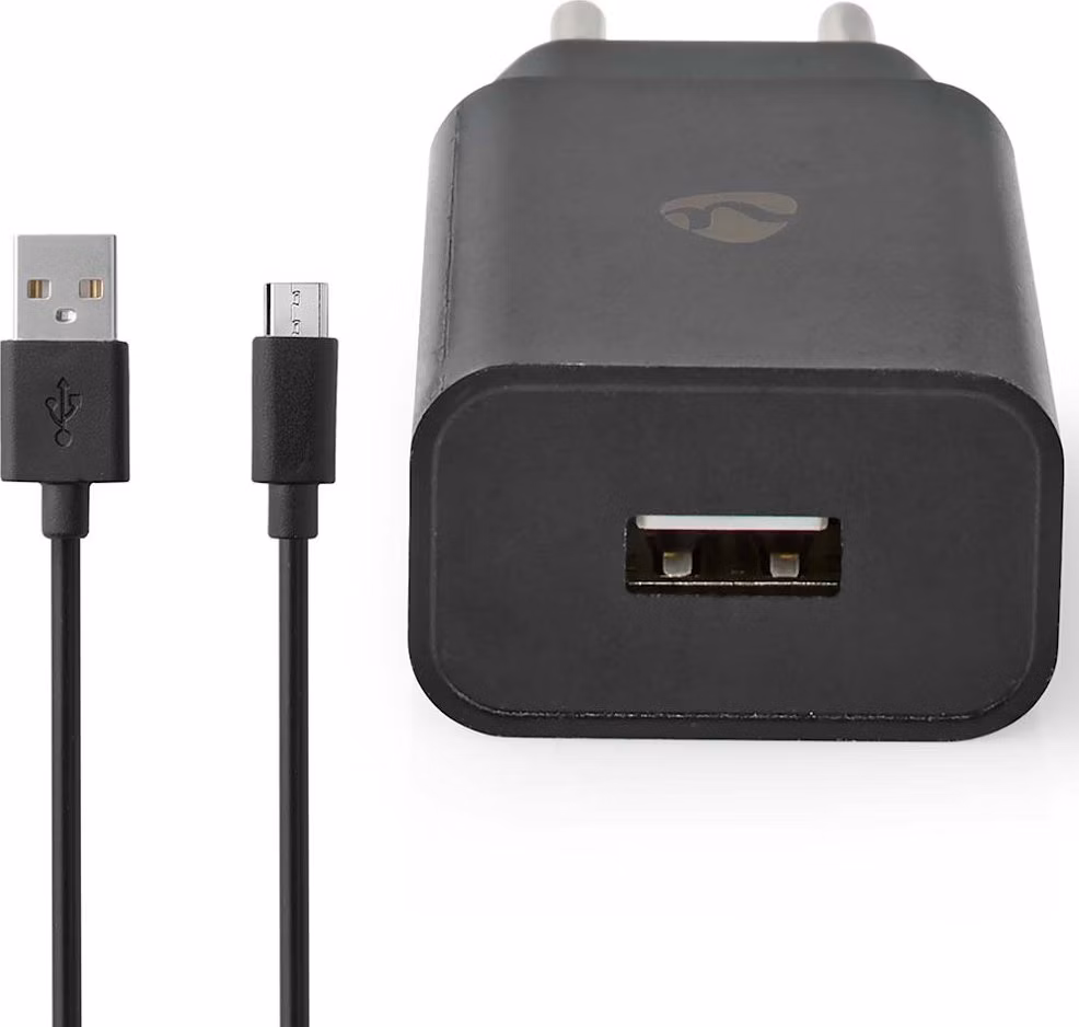 NEDIS síťová nabíječka/ 5 W/ 5 V/ 1 A/ USB-A/ černá/ micro USB kabel 1m