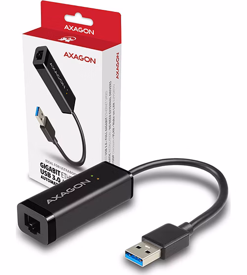 AXAGON ADE-SR, USB-A 3.2 Gen 1 - Gigabit Ethernet sieťová karta, auto inštal, čierna