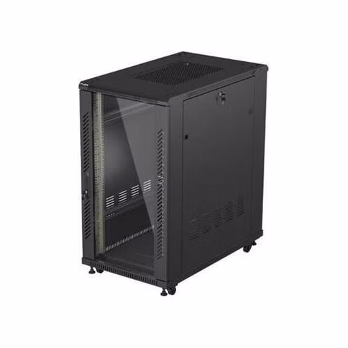 Lanberg RACK CABINET 19" FREE-STANDING 22U/600X1000 (FLAT PACK) WITH GLASS DOOR BLACK