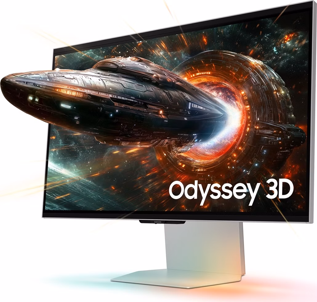 SAMSUNG MT LED LCD 27" Odyssey 3D (G90XF) - 3840x2160, 350Hz, IPS, HDR10+ Gaming, Konverze 2D->3D non-DRM video, 2xkamer