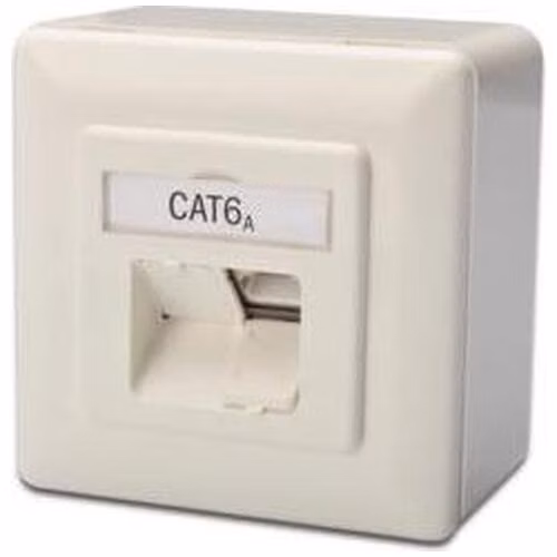 Digitus modulární dvojzásuvka CAT6A,Class EA, stíněná, na omítku, bílá, LSA