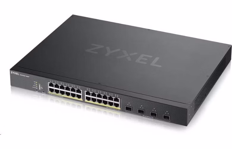 Zyxel XGS1935-28HP, 28 Port Smart Managed PoE Switch, 24x Gigabit PoE and 4x 10G SFP+, hybrid mode, standalone or NebulaFlex Cloud