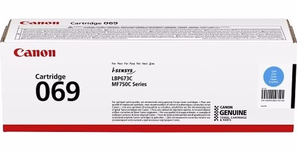 Canon originální toner Cartridge 069 C azurový, MF752Cdw, 754Cdw, LBP673Cdw, kapacita 1 900 stran