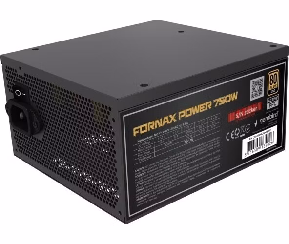GEMBIRD Napájecí zdroj ATX 750W s aktivním PFC, 12 cm ventilátor, 80+ zlatá