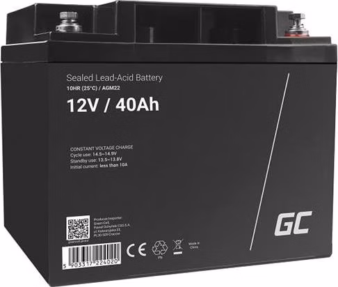 Green Cell AGM VRLA 12V 40Ah maintenance-free battery for mower, scooter, boat, wheelchair
