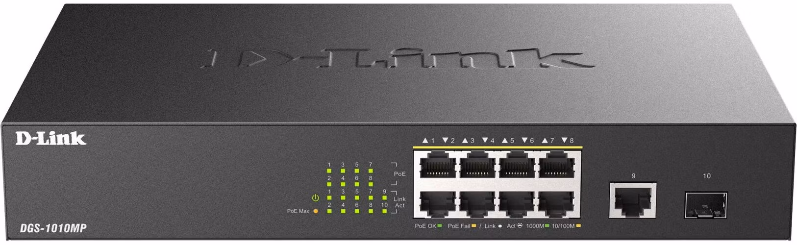 D-Link DGS-1010MP/E 10x 1000 Desktop PoE+ Switch