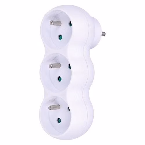 Solight rozbočovač s podperou, 3 x 10A, biely