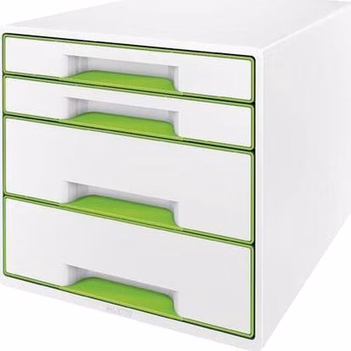 LEITZ Zásuvkový box WOW CUBE, 4 zásuvky, bílá/zelená