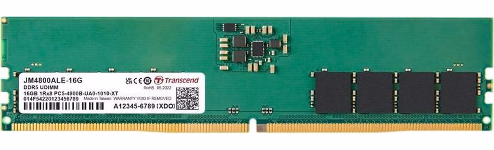 Transcend paměť 16GB DDR5 4800 U-DIMM (JetRam) 1Rx8 2Gx8 CL40 1.1V
