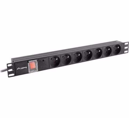 LANBERG NAPÁJECÍ DISTRIBUČNÍ JEDNOTKA (PDU) 19" 1U 16A 2M 7X FRANCOUZSKÉ ZÁSUVKY ČERNÁ