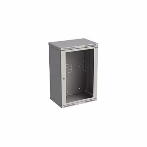 Rozvádzač nástenný SENSA 18U 400mm, dvere sklo, RAL 7035, SENSA-18U-64-11-G