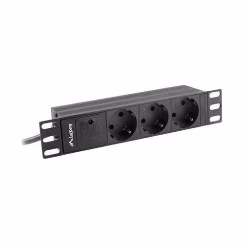 LANBERG NAPÁJECÍ DISTRIBUČNÍ JEDNOTKA (PDU) 10" 1U 10A 2M C14->3X SCHUKO ZÁSUVKY ČERNÁ C14