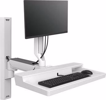 ERGOTRON CareFit Combo System with Worksurface (snow white), systém na stěnu, monitor,klavesnice, myš