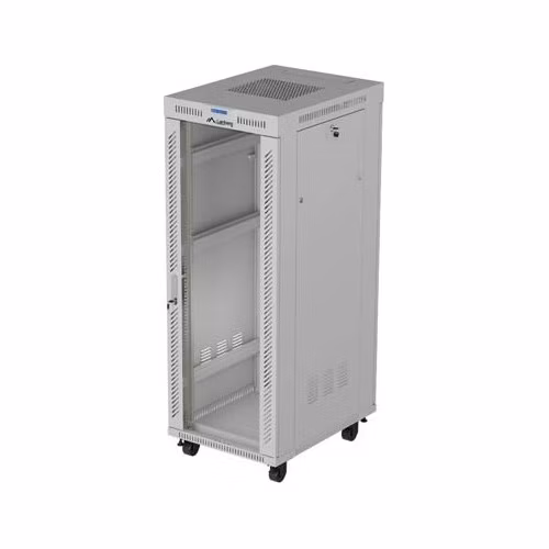 19" VOLNĚ STOJÍCÍ RACKOVÁ SKŘÍŇ 32U 600X800 ŠEDÉ SKLENĚNÉ DVEŘE LCD LANBERG (FLAT PACK) V2