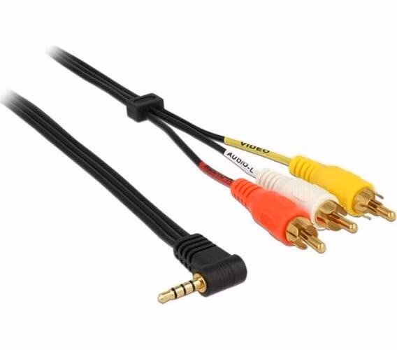 Delock Kabel Stereo jack 3.5 mm 4 pin samec pravoúhlý > 3 x RCA (cinch) samec 1.5 m