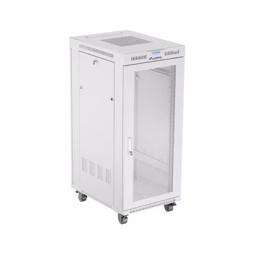 19" VOĽNE STOJÚCA RACKOVÁ SKRIŇA 27U 600X800 ŠEDÁ LCD S PERFOROVANÝMI DVERAMI LANBERG (PLOCHÉ BALENIE)