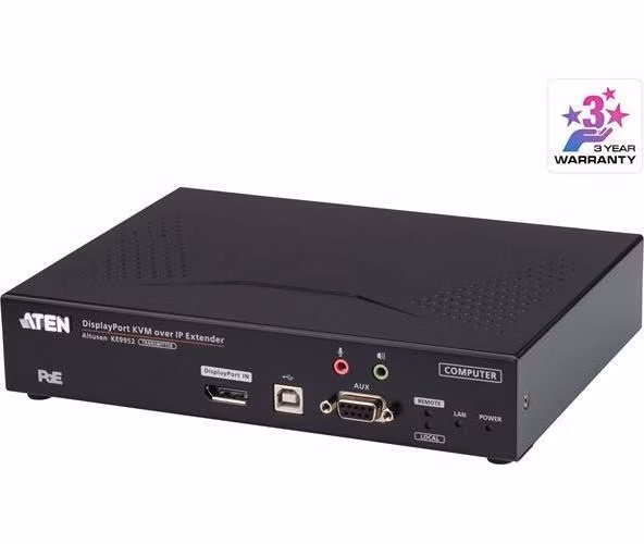 ATEN KE9952T 4K DisplayPort Single Display KVM over IP Extender with PoE (Transmitter)