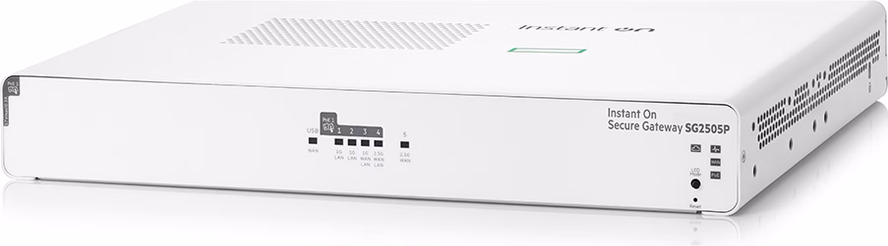 HPE Networking Instant On Secure Gateway 5-port SmartRate 2.5G PoE+ 64W SG2505P
