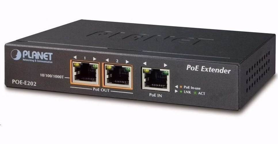 Planet POE-E202 PoE extender, 1xPoE-in, 2xPoE-out 25W, 802.3at/af, Gigabit