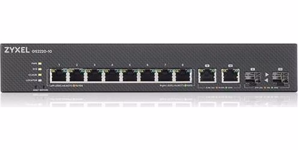 ZyXEL GS2220-10,EU region,8-port GbE L2 Switch with GbE Uplink (1 year NCC Pro pack license bundled)