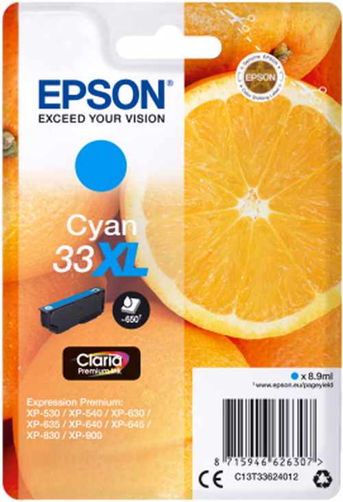 Atramentová tyčinka EPSON Singlepack "Orange" Cyan 33XL Claria Premium Ink