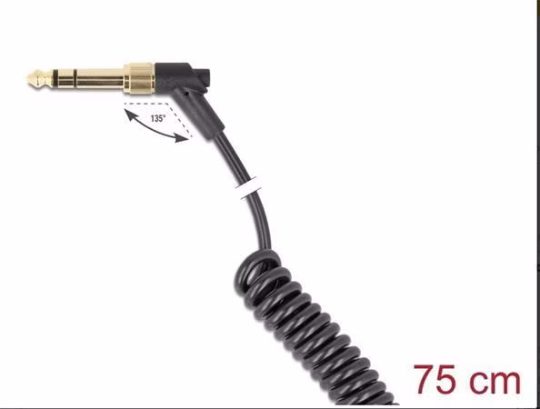 Delock Kroucený kabel 3,5 mm, z 3 pinového stereofonního zástrčkového konektoru na stereofonní zástrčkový konektor
