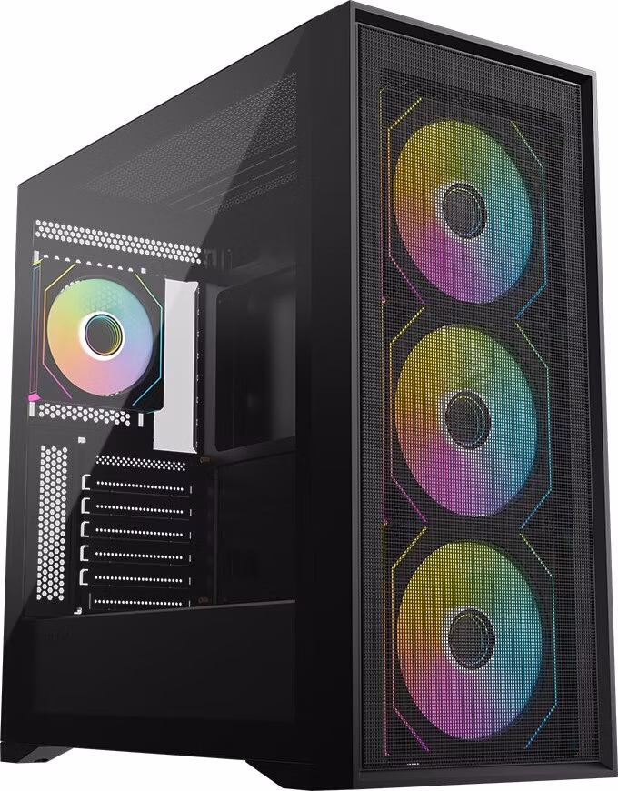 Krux skříň Vox / ATX / 3x140mm a 1x120 mm ARGB fan / USB 2.0 / USB 3.0 / USB-C / tvrzené sklo / černá